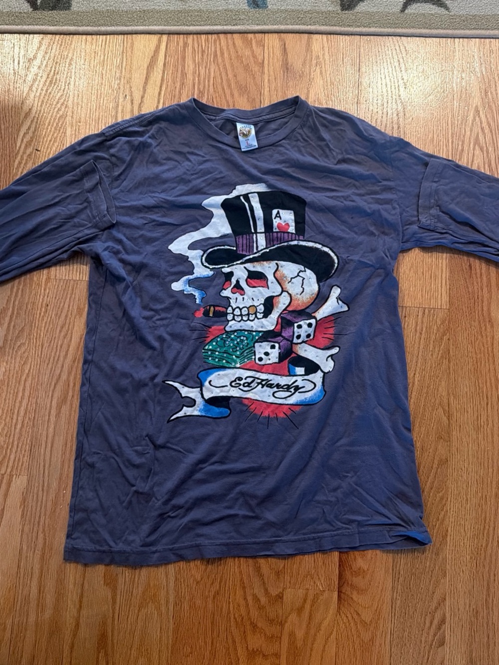 Ed Hardy Long Sleeve Skull & Dice Graphic Tee